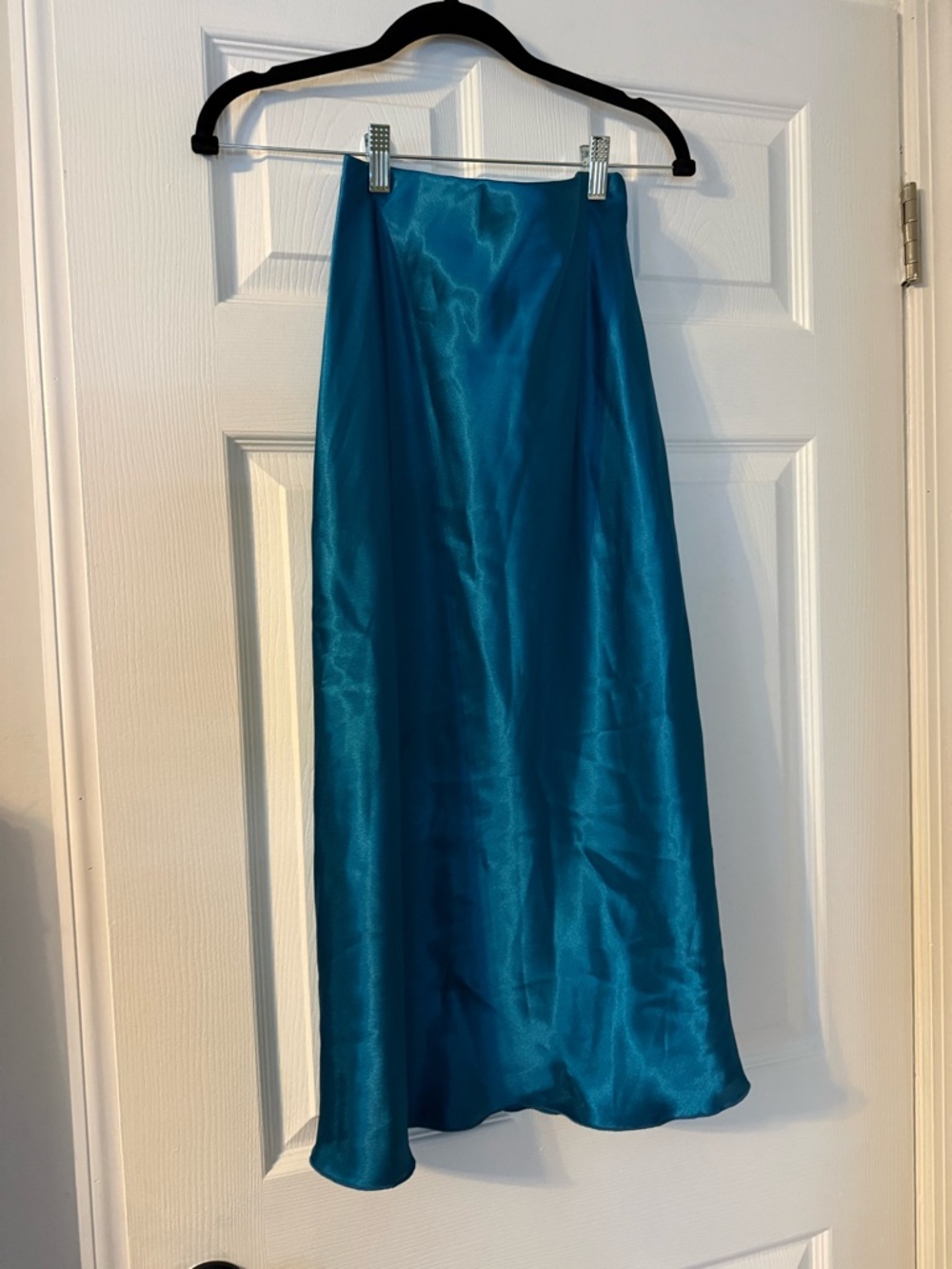 Teal Satin Maxi Skirt for Women